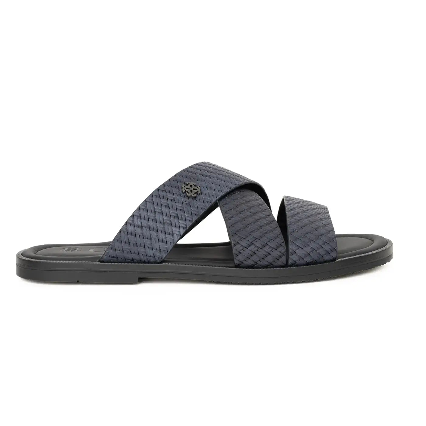 Two Tone Leather Finish Flat Sandals