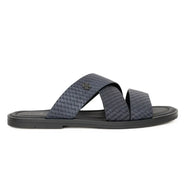 Two Tone Leather Finish Flat Sandals