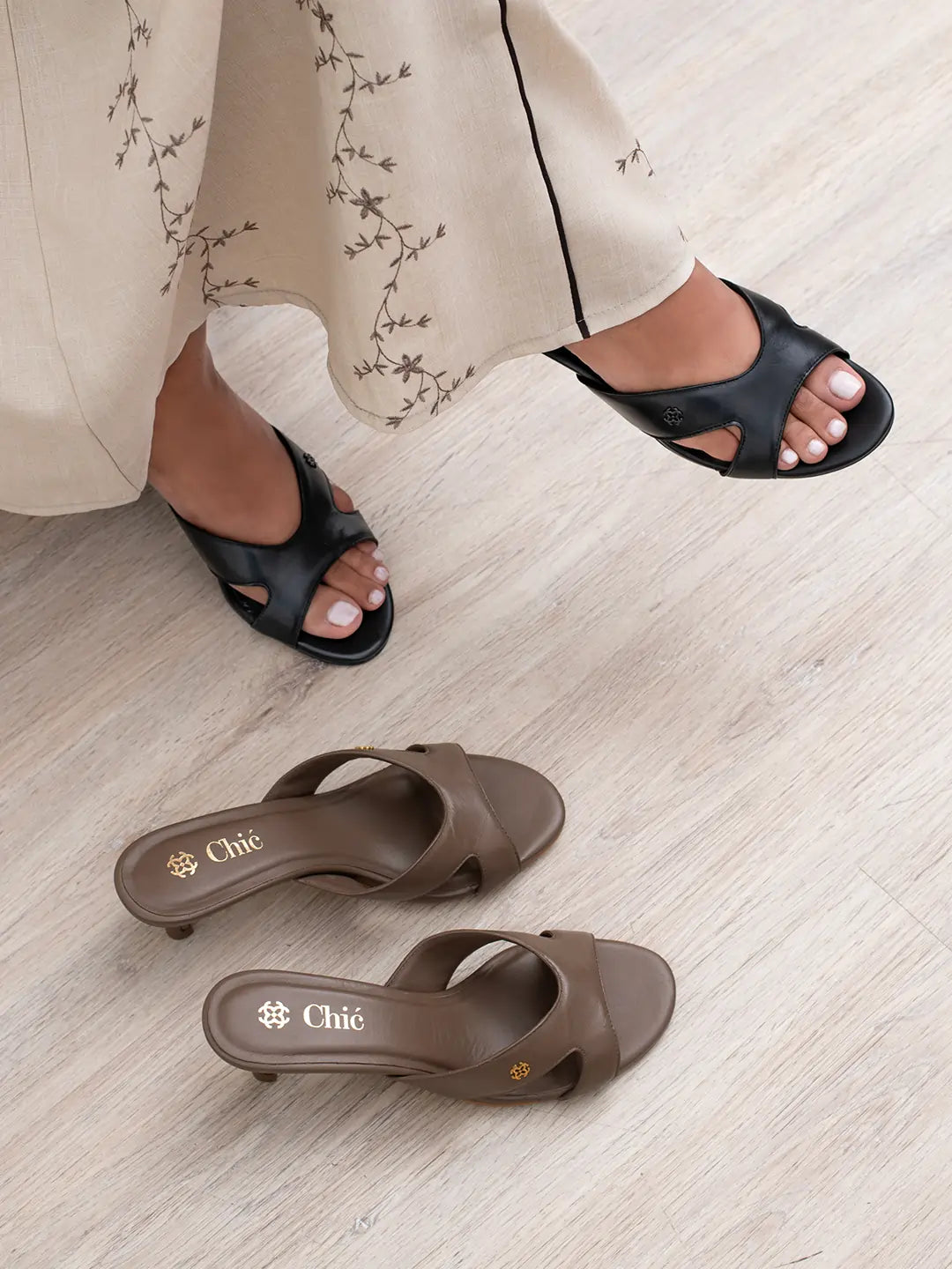Nappa Leather  Heel Sandals for Women