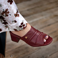 Chic Soft Leather Block Heel Slipper for Women