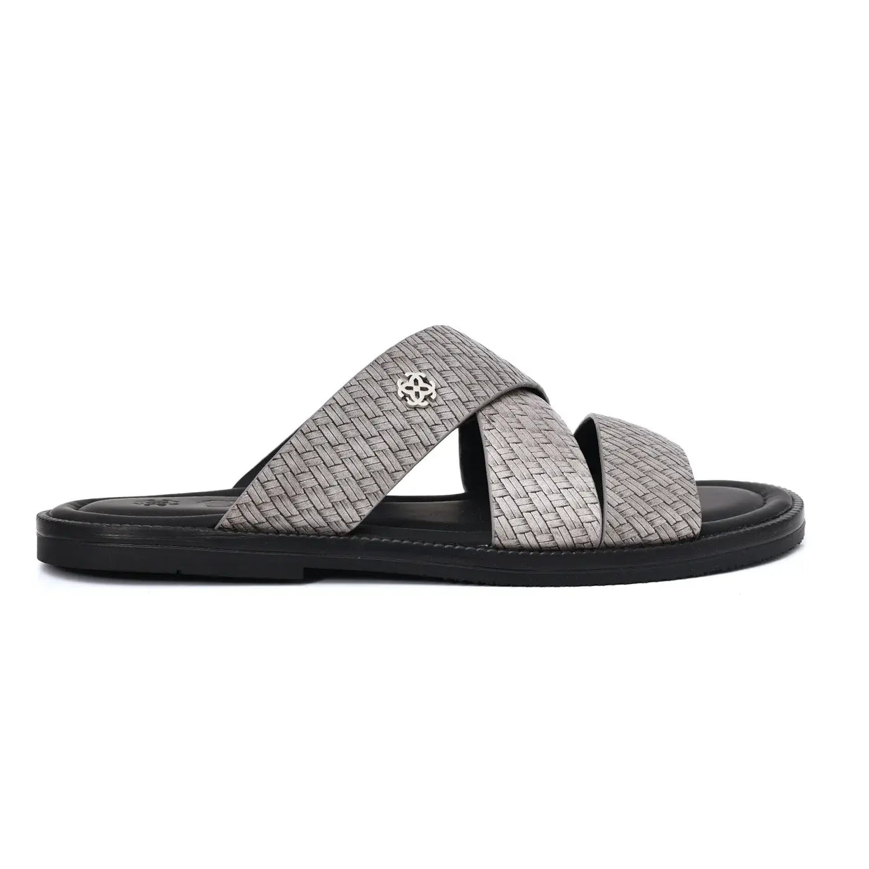 Two Tone Leather Finish Flat Sandals