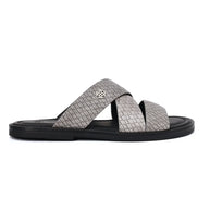 Two Tone Leather Finish Flat Sandals