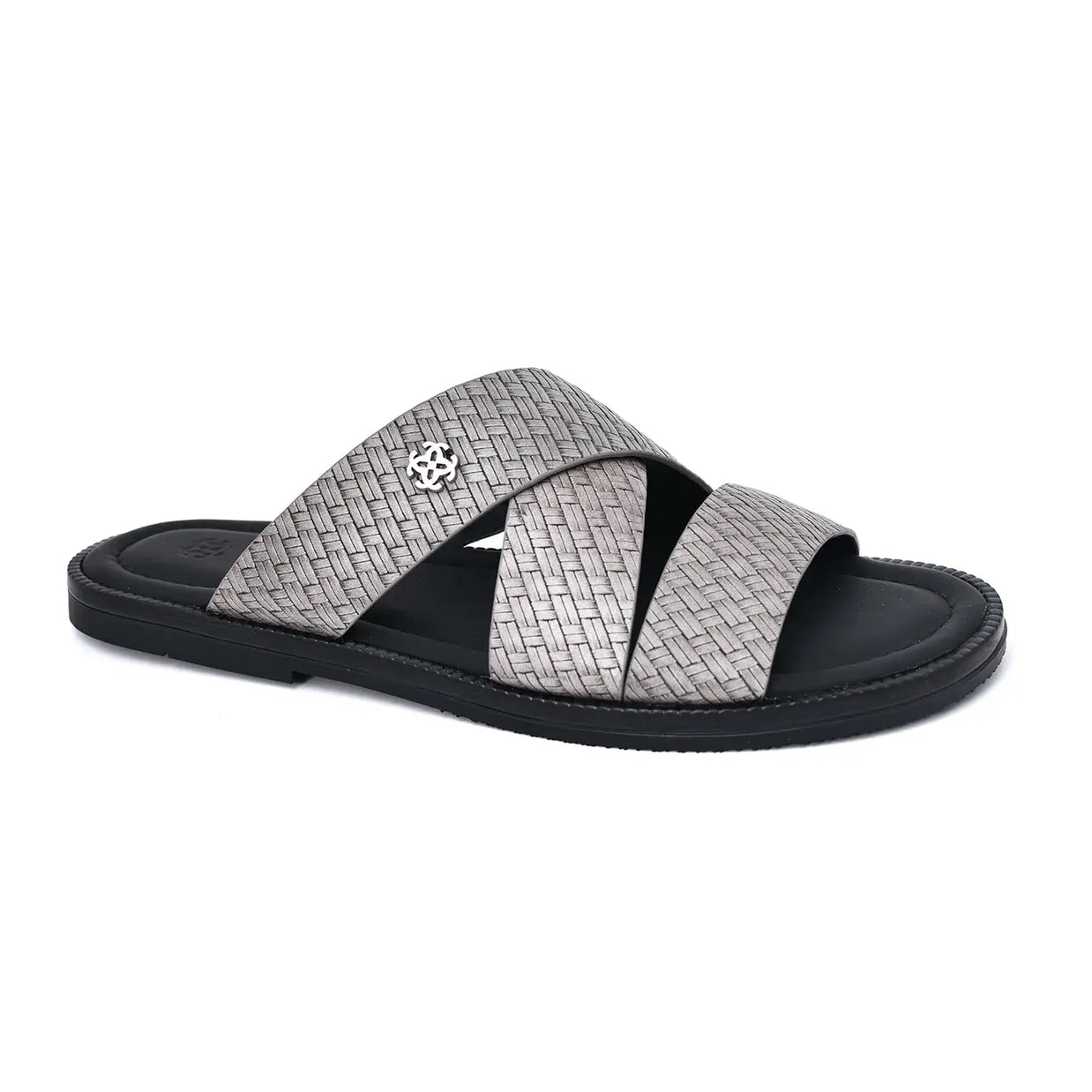 Two Tone Leather Finish Flat Sandals