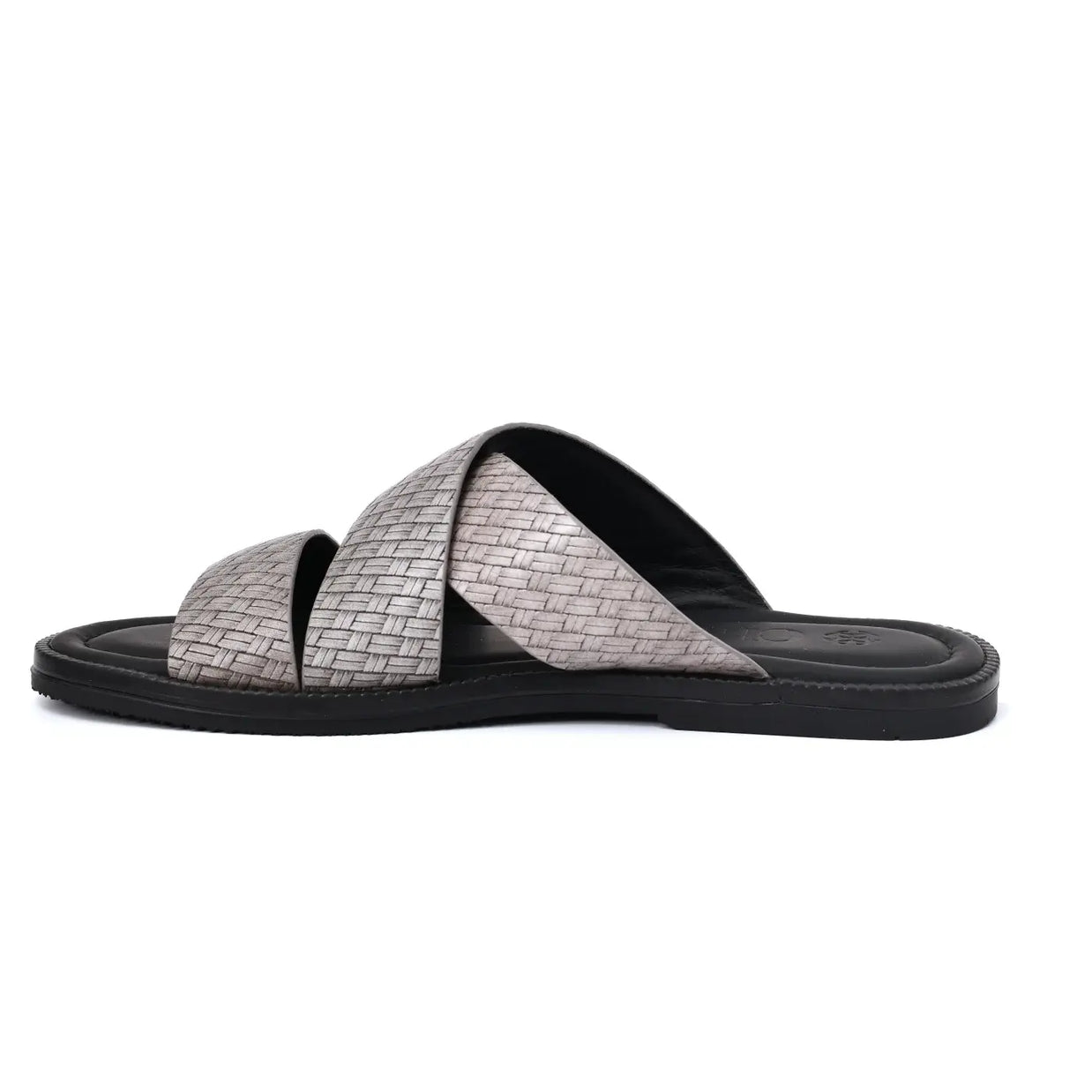 Two Tone Leather Finish Flat Sandals