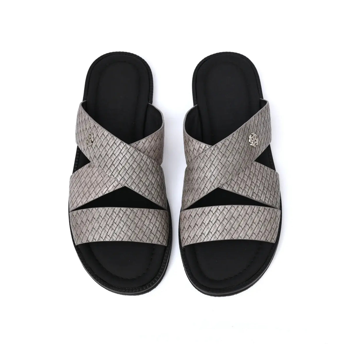 Two Tone Leather Finish Flat Sandals