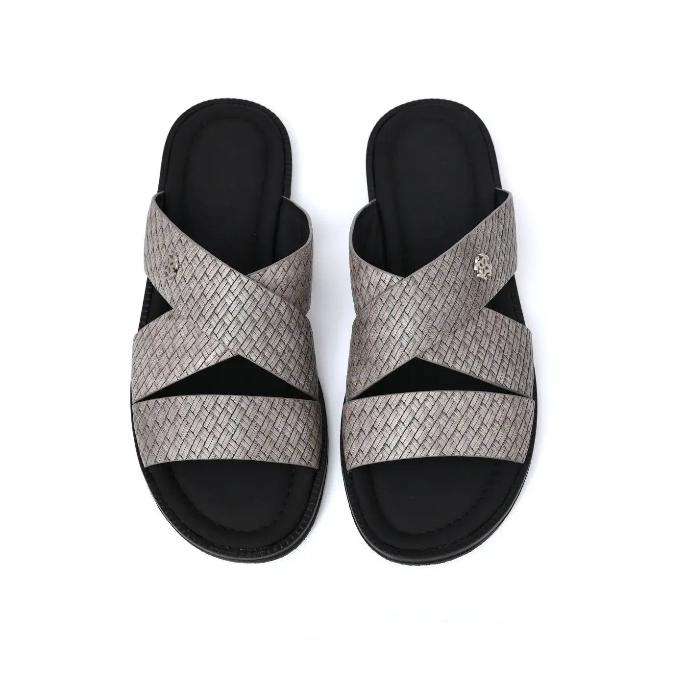 Two Tone Leather Finish Flat Sandals