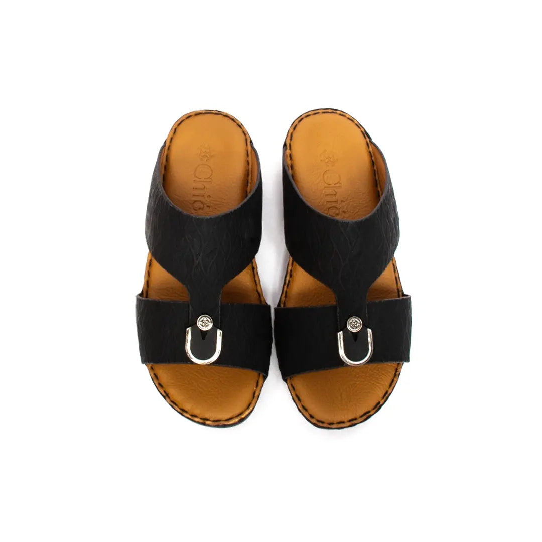 Kids-Genuine-Calf-Leather-Arabic-Slippers-in-Rubber-Finish