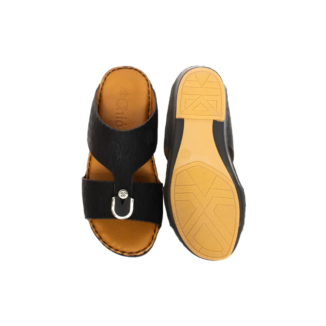 Kids-Genuine-Calf-Leather-Arabic-Slippers-in-Rubber-Finish