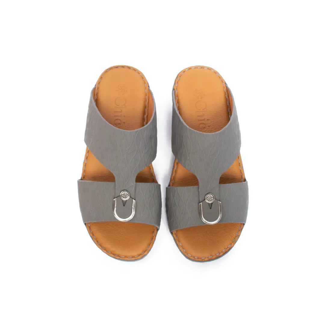 Kids-Genuine-Calf-Leather-Arabic-Slippers-in-Rubber-Finish