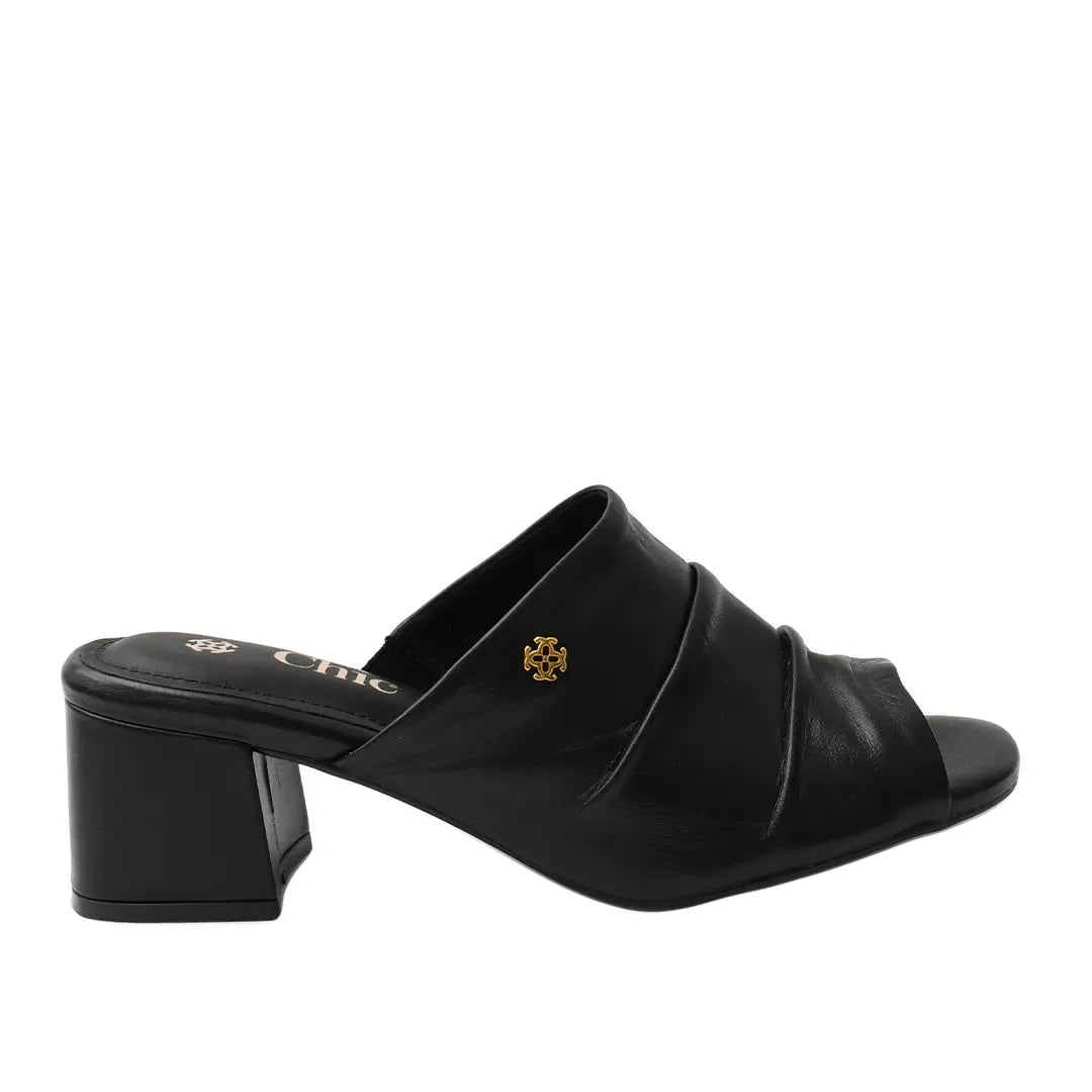 Chic Soft Leather Block Heel Slipper for Women