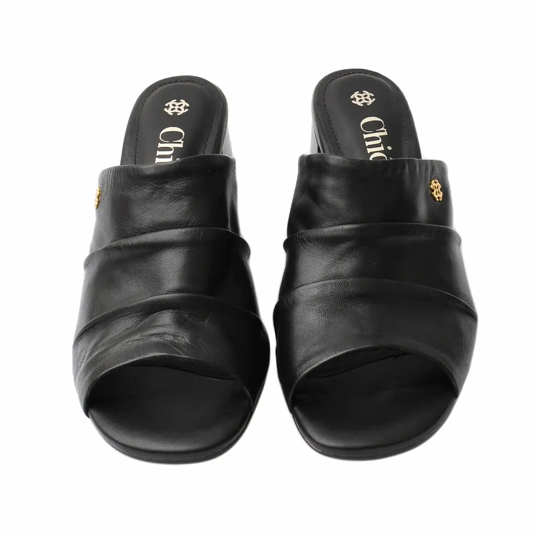 Chic Soft Leather Block Heel Slipper for Women