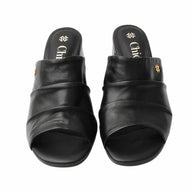 Chic Soft Leather Block Heel Slipper for Women