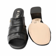 Chic Soft Leather Block Heel Slipper for Women