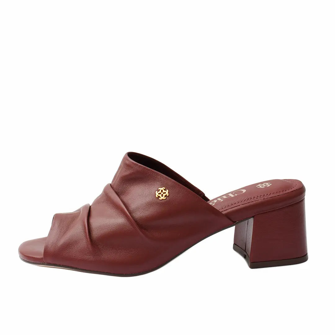 Chic Soft Leather Block Heel Slipper for Women