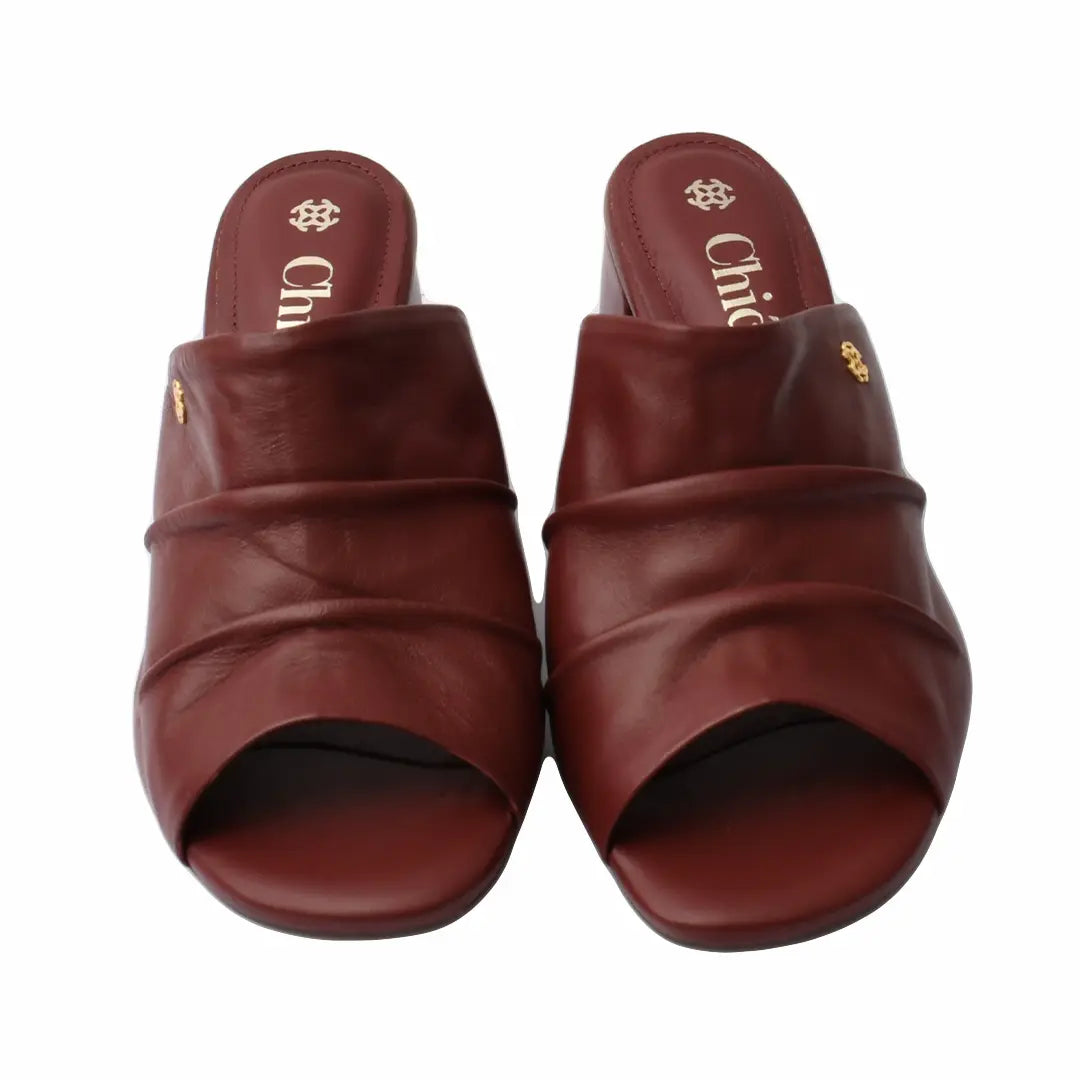 Chic Soft Leather Block Heel Slipper for Women