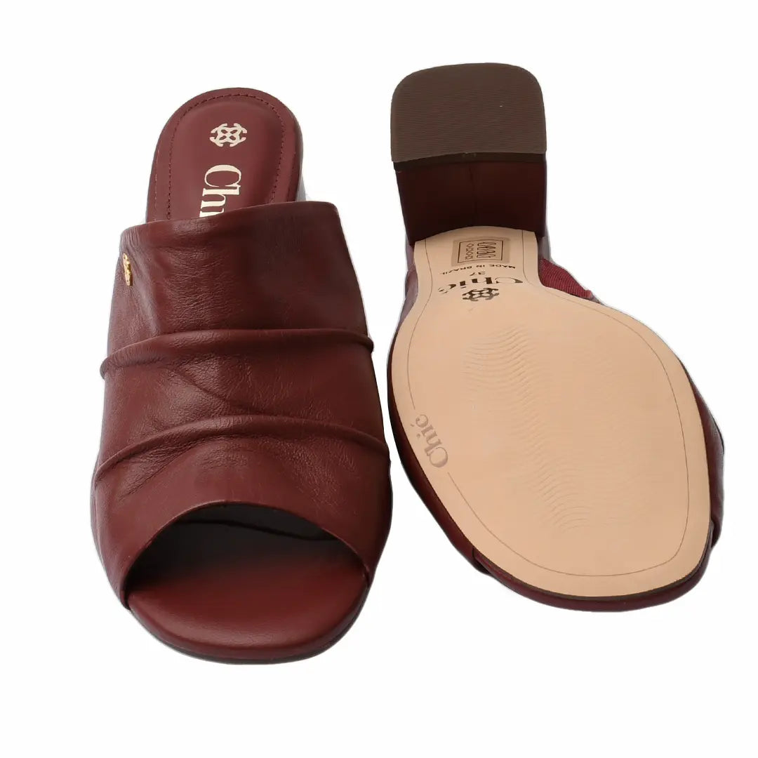 Chic Soft Leather Block Heel Slipper for Women