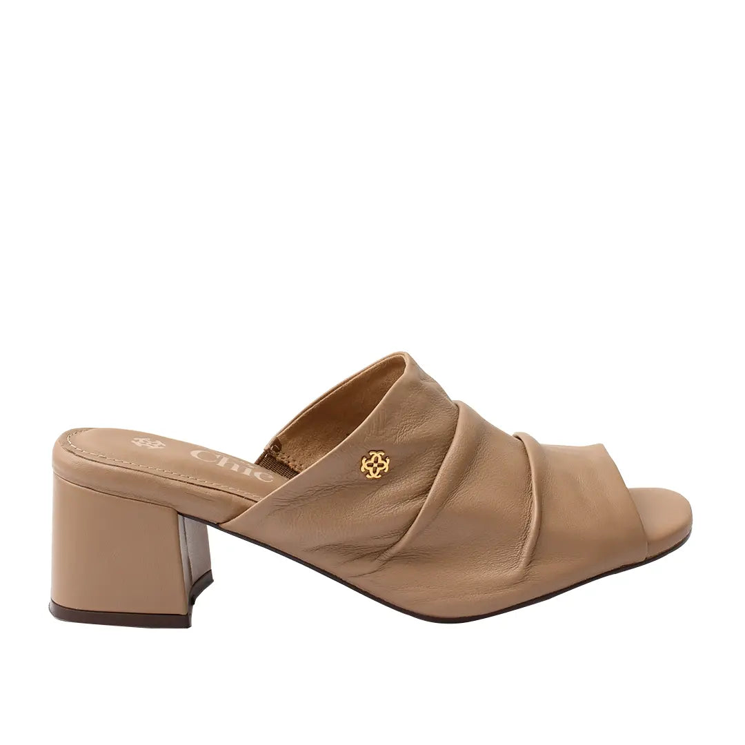 Chic Soft Leather Block Heel Slipper for Women