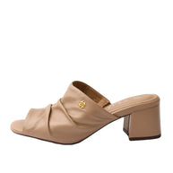 Chic Soft Leather Block Heel Slipper for Women