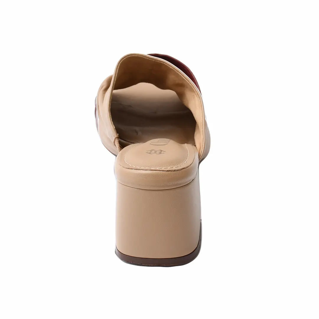 Chic Soft Leather Block Heel Slipper for Women