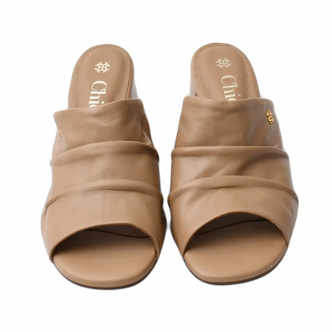 Chic Soft Leather Block Heel Slipper for Women