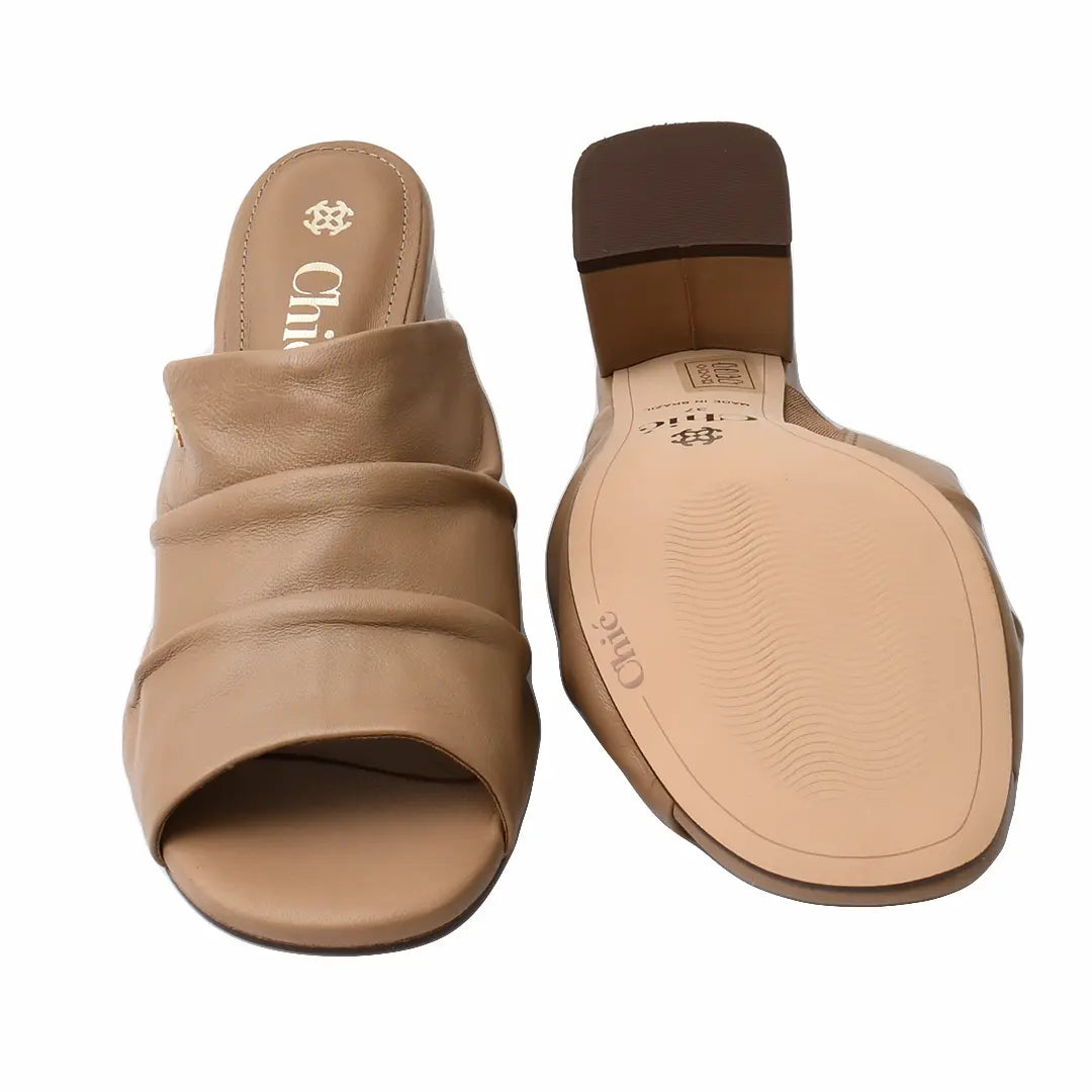 Chic Soft Leather Block Heel Slipper for Women