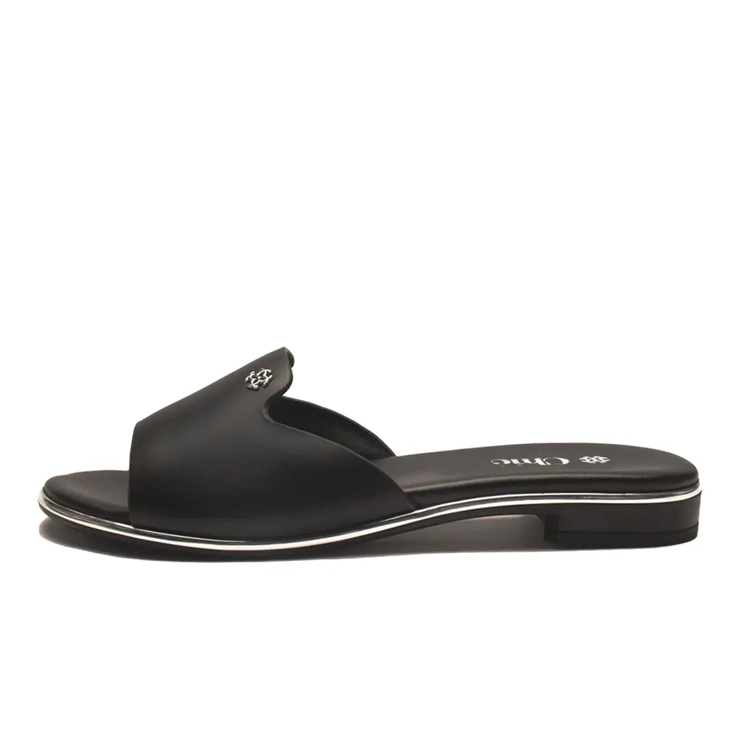 Elegant Smooth Leather Slide Slippers for Women