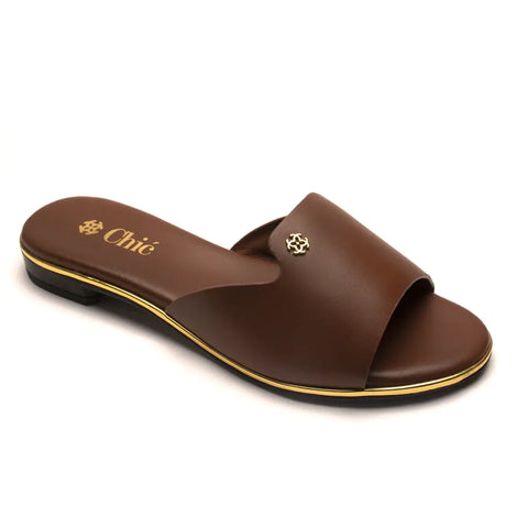 Elegant Smooth Leather Slide Slippers for Women