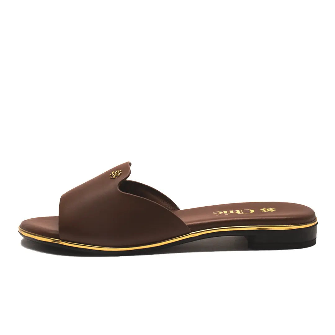 Elegant Smooth Leather Slide Slippers for Women
