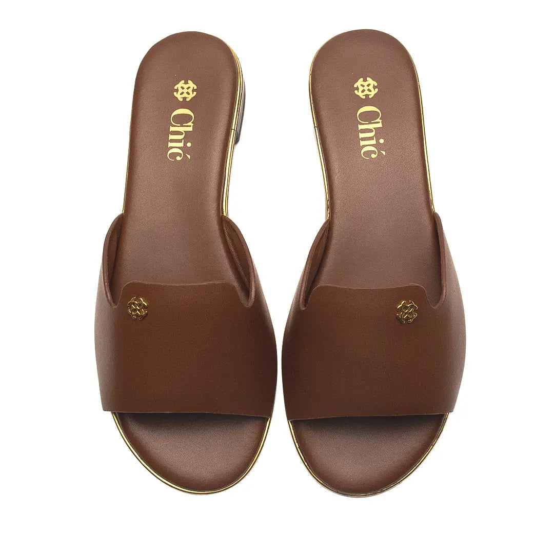 Elegant Smooth Leather Slide Slippers for Women