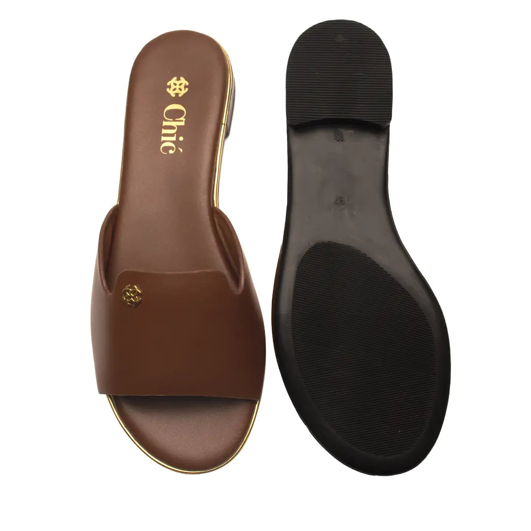 Elegant Smooth Leather Slide Slippers for Women