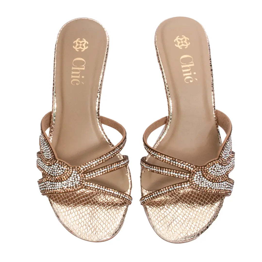 Crystal Embellished Kitten Heel Slipper