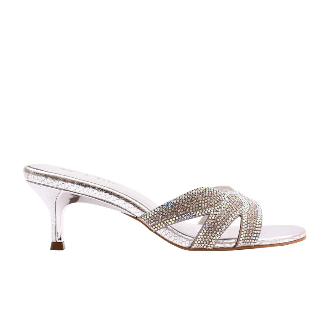 Crystal Embellished Kitten Heel Slipper