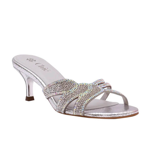 Crystal Embellished Kitten Heel Slipper