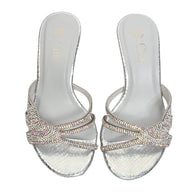 Crystal Embellished Kitten Heel Slipper
