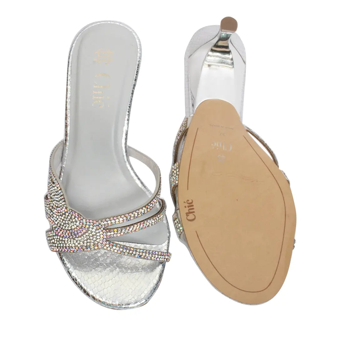 Crystal Embellished Kitten Heel Slipper