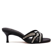 Crystal Embellished Kitten Heel Slipper in Nappa Leather