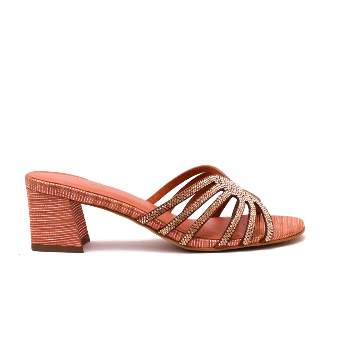 Crystal Embellished Open-Toe Block Heel Slipper