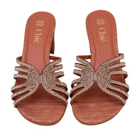 Crystal Embellished Open-Toe Block Heel Slipper