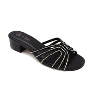 Crystal Embellished Block Heel Slipper