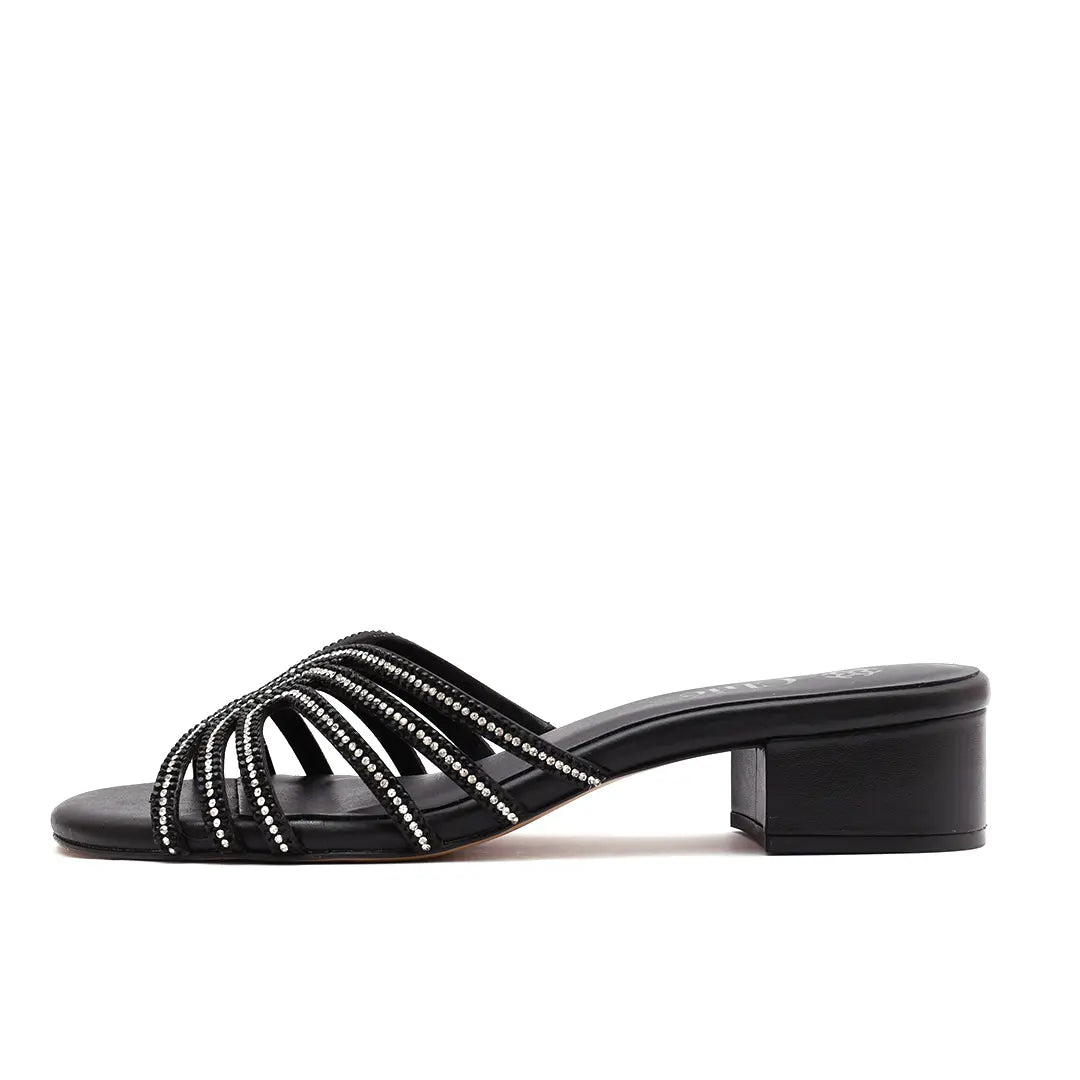 Crystal Embellished Block Heel Slipper
