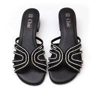Crystal Embellished Block Heel Slipper