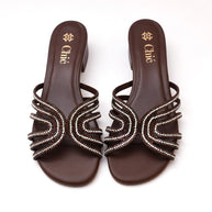 Crystal Embellished Block Heel Slipper