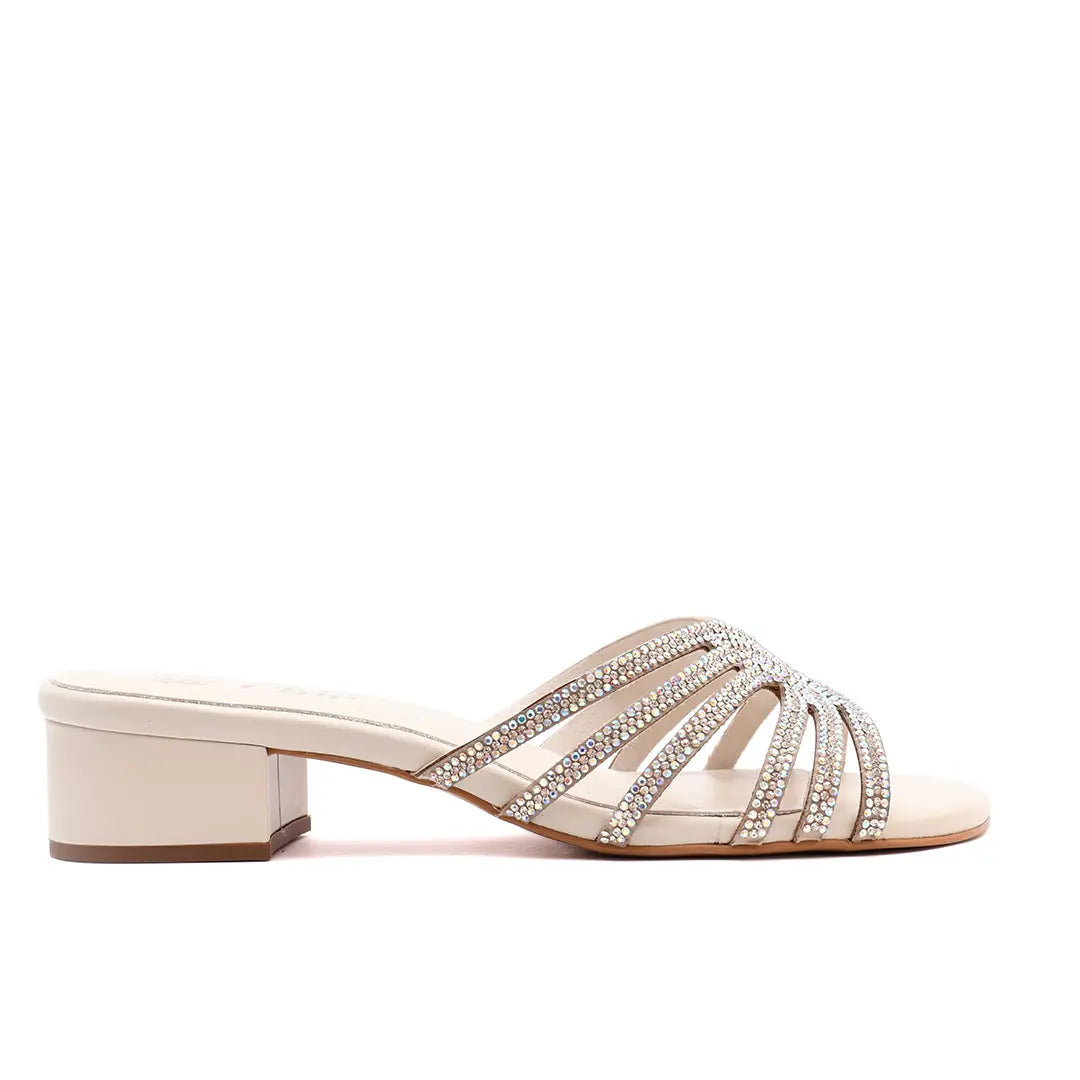 Crystal Embellished Block Heel Slipper