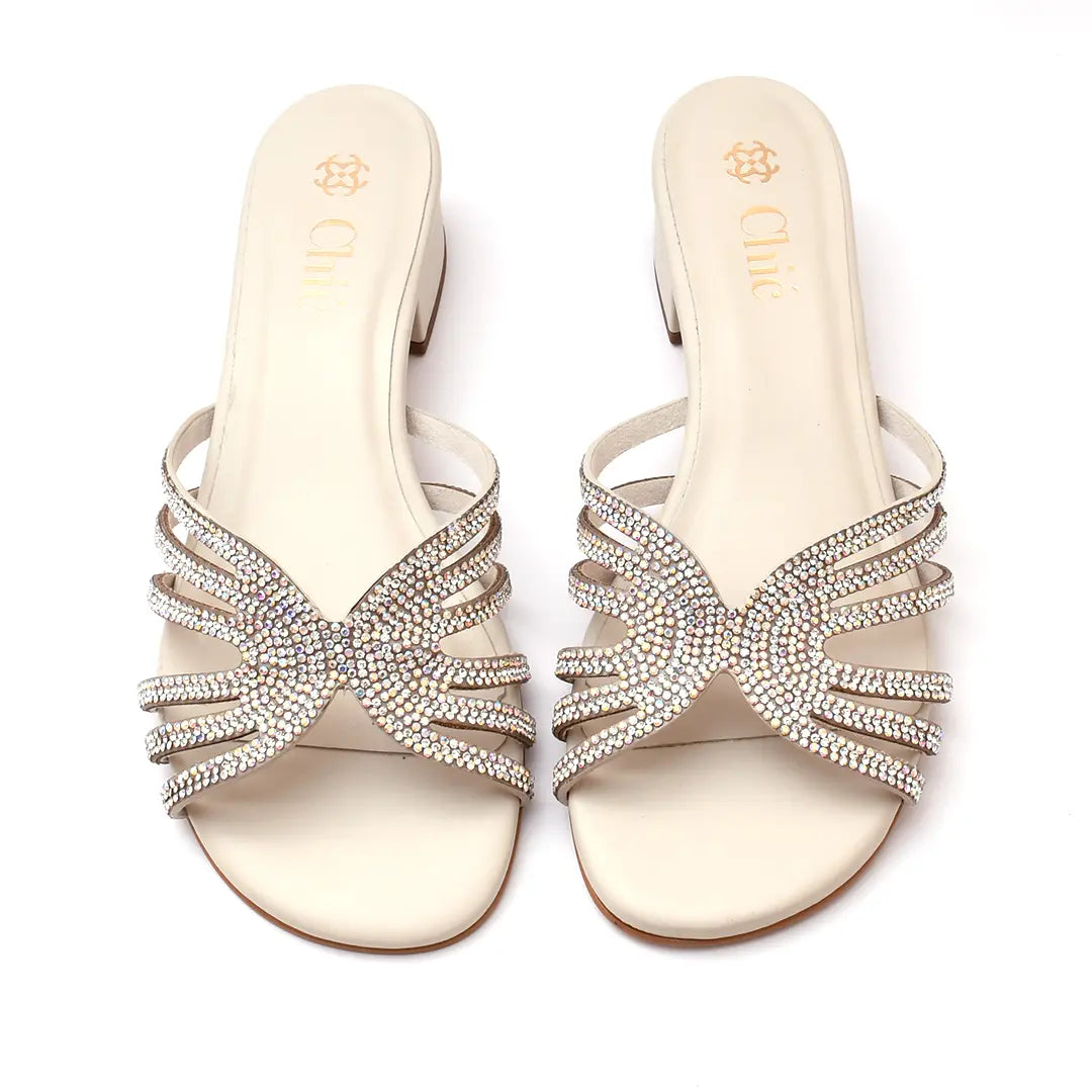 Crystal Embellished Block Heel Slipper
