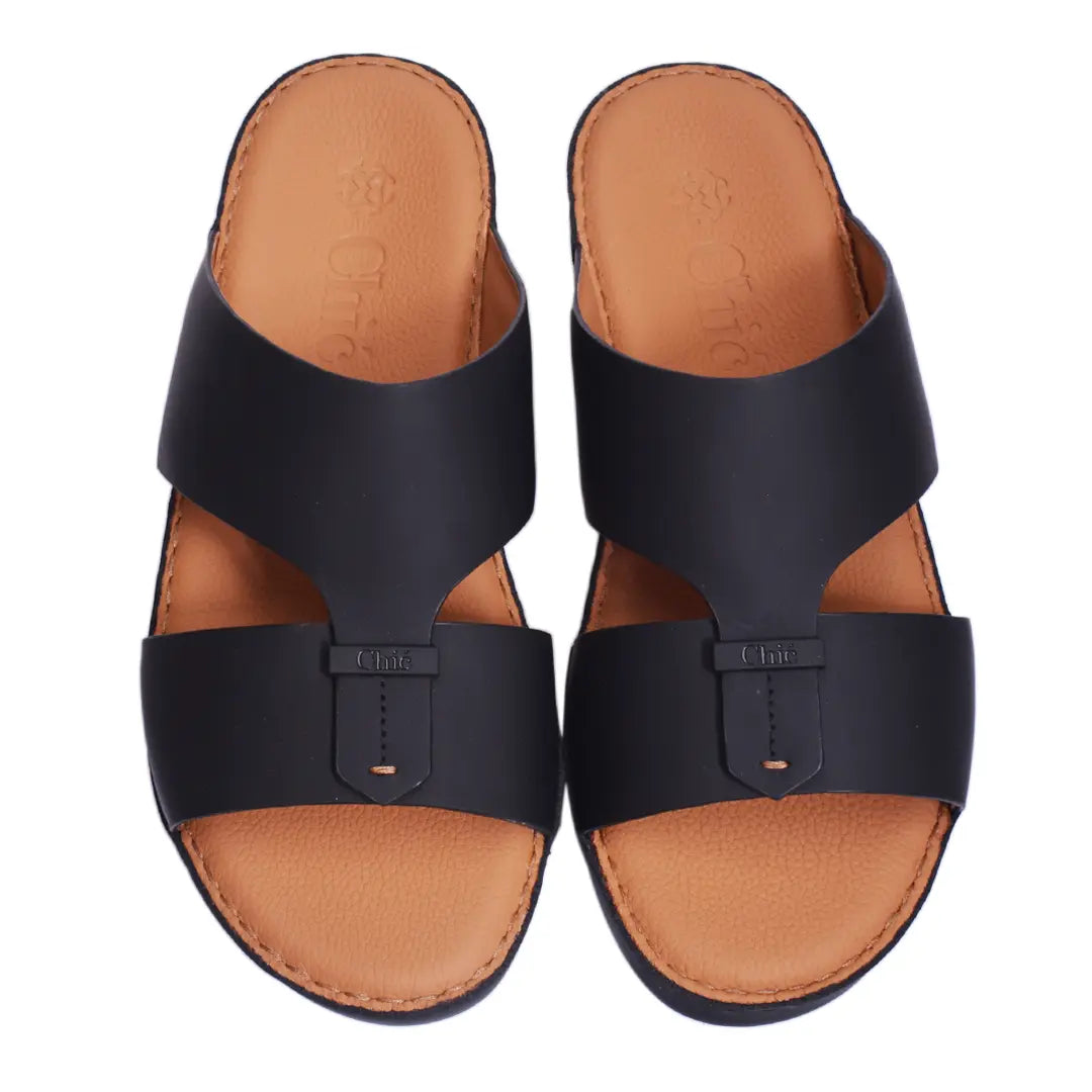 Genuine Rubber Finish Leather Arabic Sandal