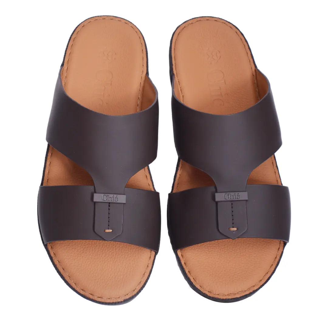 Genuine Rubber Finish Leather Arabic Sandal