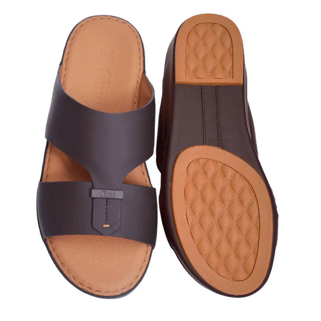 Genuine Rubber Finish Leather Arabic Sandal