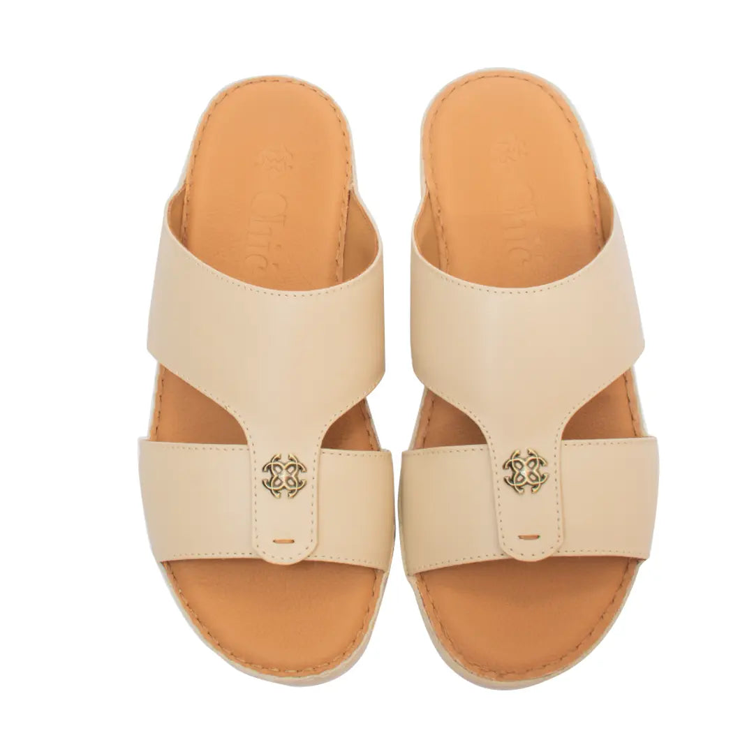 Men’s Genuine Leather Arabic Slippers with Signature Buckle