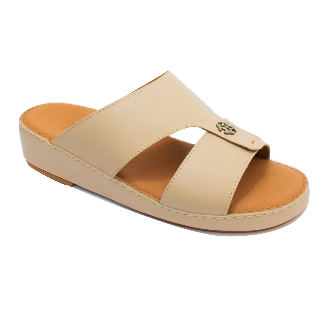 Men’s Genuine Leather Arabic Slippers with Signature Buckle