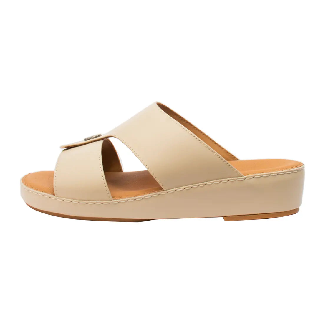 Men’s Genuine Leather Arabic Slippers with Signature Buckle